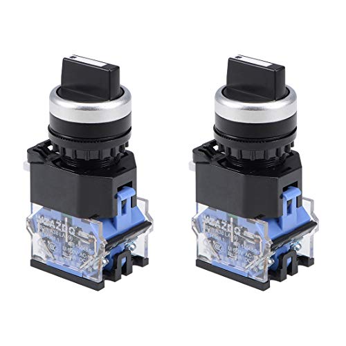 uxcell Rotary Selector Switch 3 Positions 1NO 1NC Momentary AC 660V 10A 22mm Panel Mount Set of 2