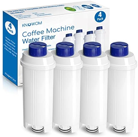 KNOWOM Coffee Machine Water Filter for DeLonghi DLSC002, 4pcs Replacement Coffee Machine Coffee Filter Cartridges Compatible with De'Longhi Coffee Machine Magnifica s, ECAM, Esam, ETAM, BCO, EC