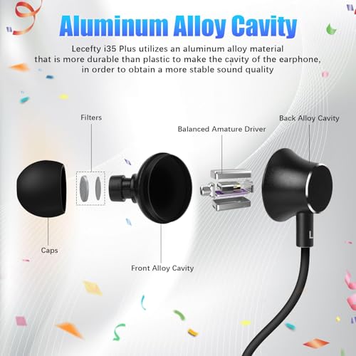 Lecefty LECEFTY-I35PLUS Neckband Bluetooth Headphones, 200H Extra Long Playtime Wireless Stereo Neckband Earbuds With Microphone, Waterproof Balanced Armature Drivers In Ear Headset thumb #5