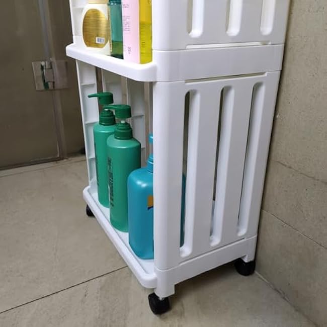 3 Tier Rolling Storage Cart Organizer Shelf on Wheels Movable Organization Rack with Wheels Shelving Unit Trolley for Bathroom Laundry Room Office Utility Cart (Taller Size)-RjQNNXez