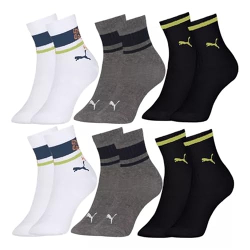 Kit 6 Pares Meia Puma Infantil Cano Longo Algodão Criança Menino