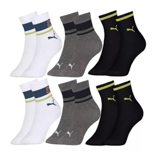 PUMA INFANTIL Kit 6 Pares Meia Cano Longo Algodão Criança Menino, 2 Branco - 2 Cinza Mescla - 2 Marinho, 25-28