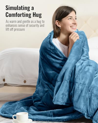 Uttermara Sherpa Fleece Weighted Blanket 15 lbs for Adults, Unicolor Ultra-Soft Fleece and Sherpa, Dual Sided Cozy Plush Blanket for Sofa Bed, 60 x 80 inches, Slate Blue