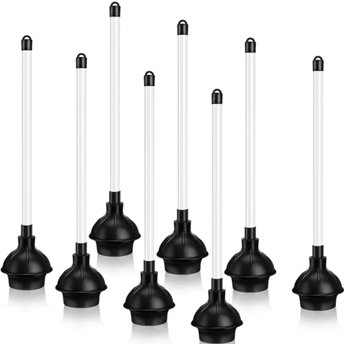 Hushee 8 Pcs Toilet Plunger Bulk Double Thrust Rubber Force Cup Heavy Duty for Bathroom Double Thrust Force Cup Commercial Toilet Bowl Plunger Pump Clogged Solution for Bathroom Hotel Stores