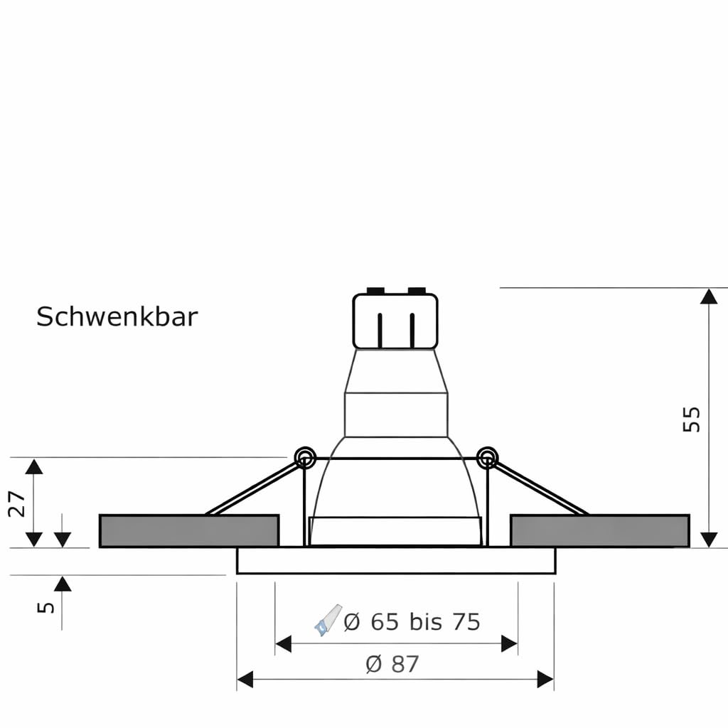 LED Einbaustrahler 12V, 5er Set, schwenkbar, 3W MR16, inkl. Trafo & 120 cm Kabel (AMP), 250 lm, 55 mm Einbautiefe, IP20 – ideal für Wohnräume, Küche & Flur, Deckenstrahler in Weiß