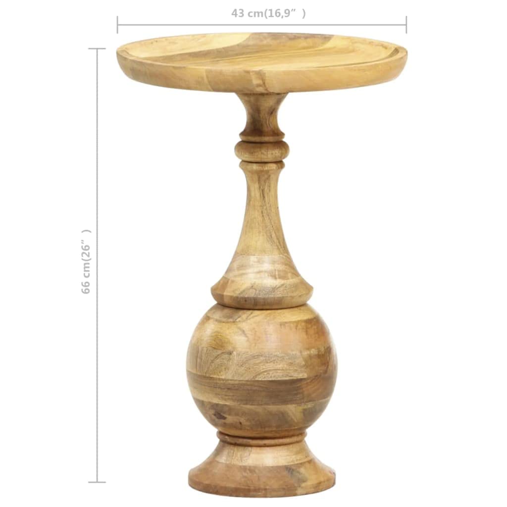 Mesa Auxiliar de Madera de Mango Macizo con Encanto Vintage para Interiores y Exteriores, Mesa de Centro y Sofá, Mueble Único con Vetas Naturales, Fácil Limpieza, Entrega