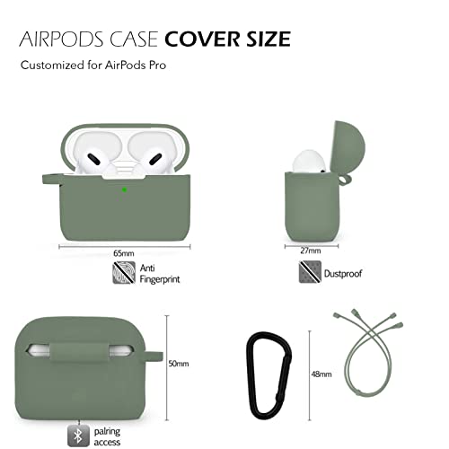 Image of GRIPP Rubon Silicone Case with Carabiner for AirPods Pro (1st Generation), 360 Shock Protection, Precise Cutout, Wireless Charging Support, Durable & Stylish - Green