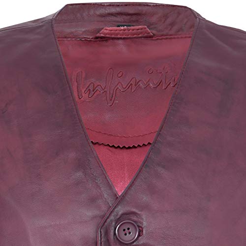 Mens Burgundy Leather Waistcoat Casual Classic Formal Traditional Gilet Vest4