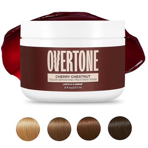 Image of Overtone Semi Permanent Hair Color Conditioner, Cherry Chestnut, 8 oz, Nourishing, Damage-Free, Color Depositing Mask for All Hair Types with Shea Butter & Coconut Oil, Vegan & Cruelty-Free