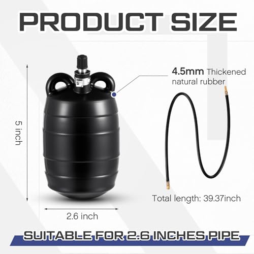 Image of Glooglitter 3 Inch Inflatable Pipe Plug Sewer Test Plug Rubber Plumbing Test Balloon Ball for Sewage Pipeline Inspection (with 39.37 Rubber Extension Hose)