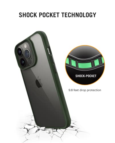 Image of DailyObjects Case for iPhone 14 Pro Max, Drop Protection Polycarbonate Green Hybrid Slim Shockproof Back Cover