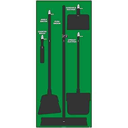 Image of NMC SB103AL 5S Janitorial Shadow Board, Green /Black, 68 inchX30 inch, Heavy-DutyAluminum (Tools Sold Separately)