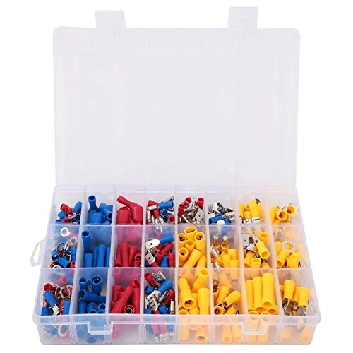 Davitu Terminals - Assorted Crimp Terminals Assorted Spade Crimp Terminals Set Insulated Electrical Wiring Connector Kit - (Color: 300PCS)
