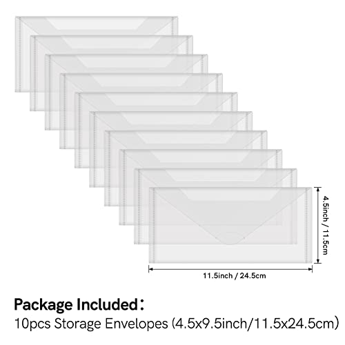 Image of 10 PCS 4.5''x9.5'' Clear Storage Envelopes Pockets Resealable Plastic Bags for Cutting Dies Stencil Album Stamp Crafts DIY Scrapbooking Paper Craft Cards Storage Clear Envelope