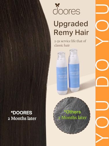 Image of DOORES Sew in Weft Extensions Remy Hair, 22 Inch 110g Dark Brown Sew in Hair Extensions Real Human Hair Silky Straight Bundles for Women