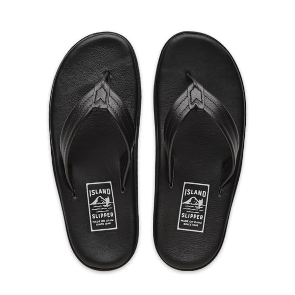 Made in Hawaii Unisex Premium Leather Thong Sandals with Arch Support (PB202-BLAC-14)