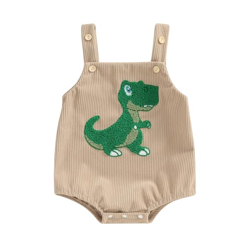 Image of GOOCHEER Infant Summer Outfit Newborn Baby Boy Sleeveless Dinosaur Embroidery Bodysuit Romper Overall One Piece Clothes
