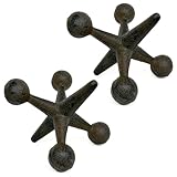 Decoronix Vintage Cast Iron Jack Sculpture Set of 2 - Industrial Retro Office Decor Statues - Masculine Shelf Accents - Rustic Table Art Sculptures & Eccentric Home Figurines