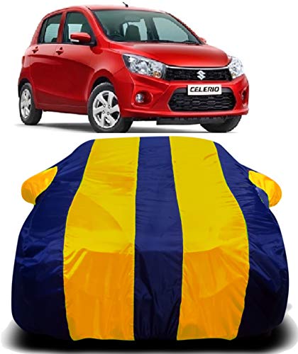 Image of Waterproof Car Cover with Ultra Surface Body Protection (Yellow Stripes) (Maruti Suzuki Celerio)