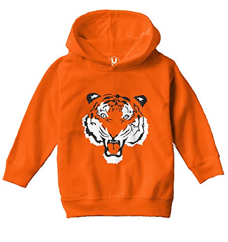 Tiger Face - Fierce Spirit Animal Toddler/Youth Fleece Hoodie (Orange, Small (Youth)) #TOP1