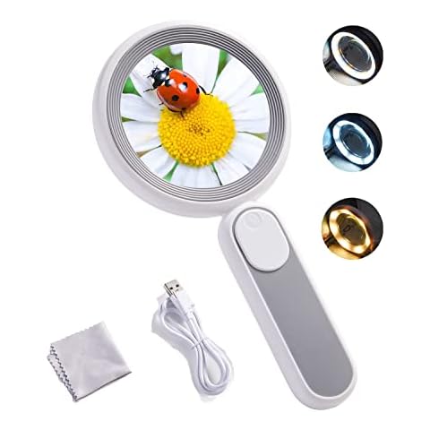 Lupe mit Licht,21 LED USB Groß Leselupe Cover