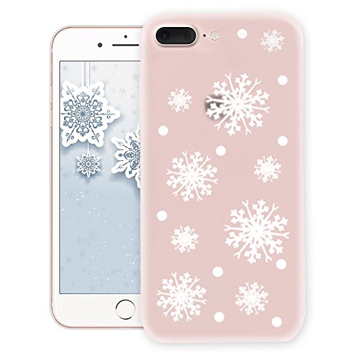 YOUDO iPhone móvil, Navidad Copo de Nieve Serie, Christmas Crystal Clear Soft Silicona Goma Ultra Fina Transparente Carcasa Trasera para Apple iPhone, Compatible con iPhone 8 Plus iPhone 7 Plus
