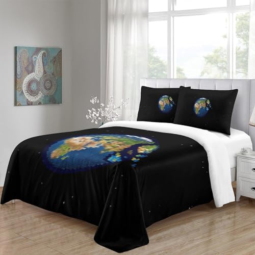 Housse de couette pixel 3D microfibre parure lit double durable - 5