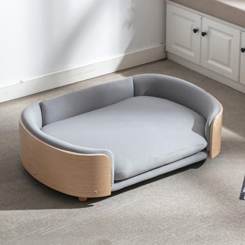 Elevated Dog Bed Pet Sofa with Solid Wood Legs and