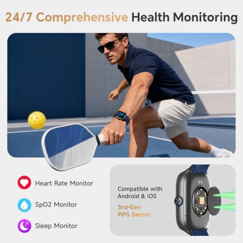 Image of Smart Watch for Men Women Android & iPhone [40mm 3 Bands, Deep Blue]
