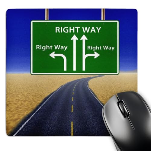 3dRose Print of Highway Sign Shows Each Direction is Right Way - Mouse Pad, 8 by 8 inches (mp_204317_1)