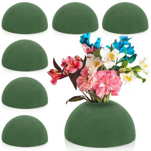 Image of Goaste 6 Pack Half Ball Floral Foam, 5.5 x 3 Inch Green Dry Florist Foam, Half Round Flower Foam Blocks for Fresh & Artificial Flowers, Hemispherical Plant Foam for Wedding Garden, DIY Craft, Aisle