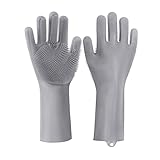 INTERPRO40 Silicone Pet Grooming & Dishwashing Gloves – Scrubber for Bathing, Kitchen, Bathroom & Car