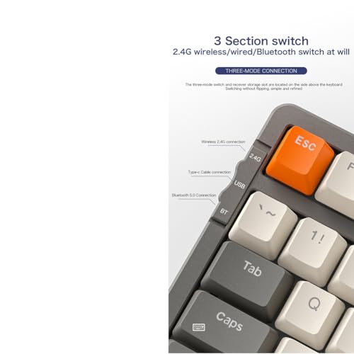 Clavier mécanique sans fil 100 touches Bluetooth et 2.4G à structure gasket - 5