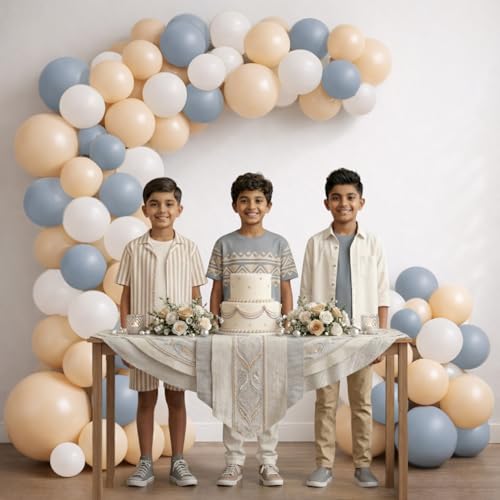 Image of Party Propz Balloon Decoration Kit - Set of 61 Pcs Gold White Grey Balloons for Decoration, Latex Balloons with Balloon Arch Strip for Birthday Party, Anniversary & Home Decoration