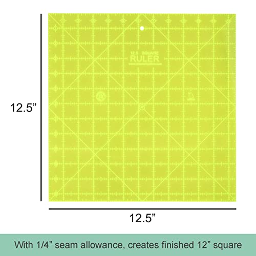 Missouri Star Quilting Square Rulers | Acrylic For Sewing, Measuring And Cutting Fabric Quilt Template With Grid Lines Layer Cakes Charm Pack Quilts 4.5 Inch , 6 9.5 12.5 Green #TOP6