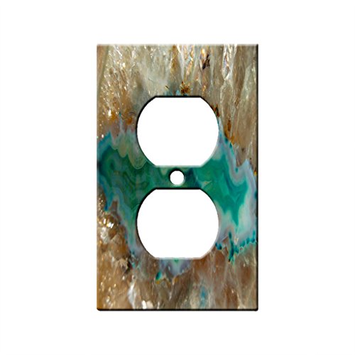 Agate Crystal Turquoise - AC Outlet Decor Wall Plate Cover Metal