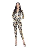 VICTORIOUS Women's Royal Jungle Floral Tiger 2 Piece Tracksuit Set - Long Sleeve Sweatshirts and Sweat Pants VL207 - Off-White - 3X-Large - C8F