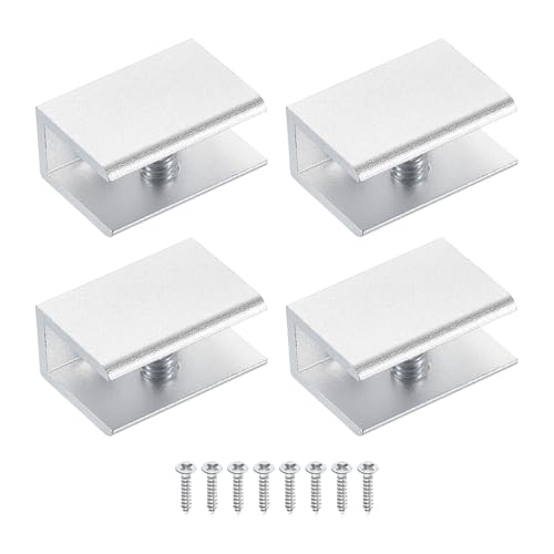 QUARKZMAN 1 Stück Glasregalhalterung Aluminiumlegierung Glasregalhalterung Wandmontage Glasregalhalter Befestigung Glasklemme Für 5-8mm(0.2