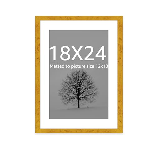 Image of Art Street Synthetic Document Large Size Wall Photo Frame, Set of 1 Big Frames For Wall Artwork, Certificates, Picture & Photographs Home Decor (18x24 Inch, Matted To: 12x18 Inch, Gold)