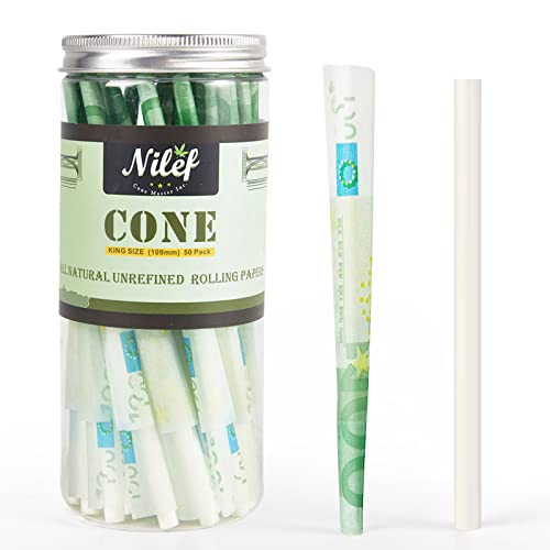 Nilef EURO-Dollar Cones Pre Rolled Cones (50 Cones, King Size) Hundred EURO Bill Rolling Papers with Tips - Unrefined Money Rolling Cones Rolling Paper Wraps Slow Burn