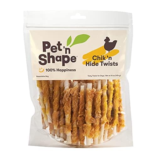 Pet ‘n Shape Chik ‘n Hide Twists – Chicken Wrapped Rawhide Natural Dog Treats, Small, 16 oz