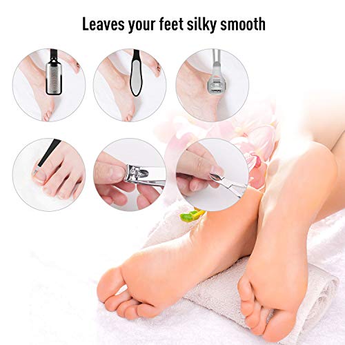 Umitive Voetvijlen voor harde huid, 8 stuks voet eelt remover set, roestvrij stalen pedicure kit voor gebarsten voeten… - Image 7