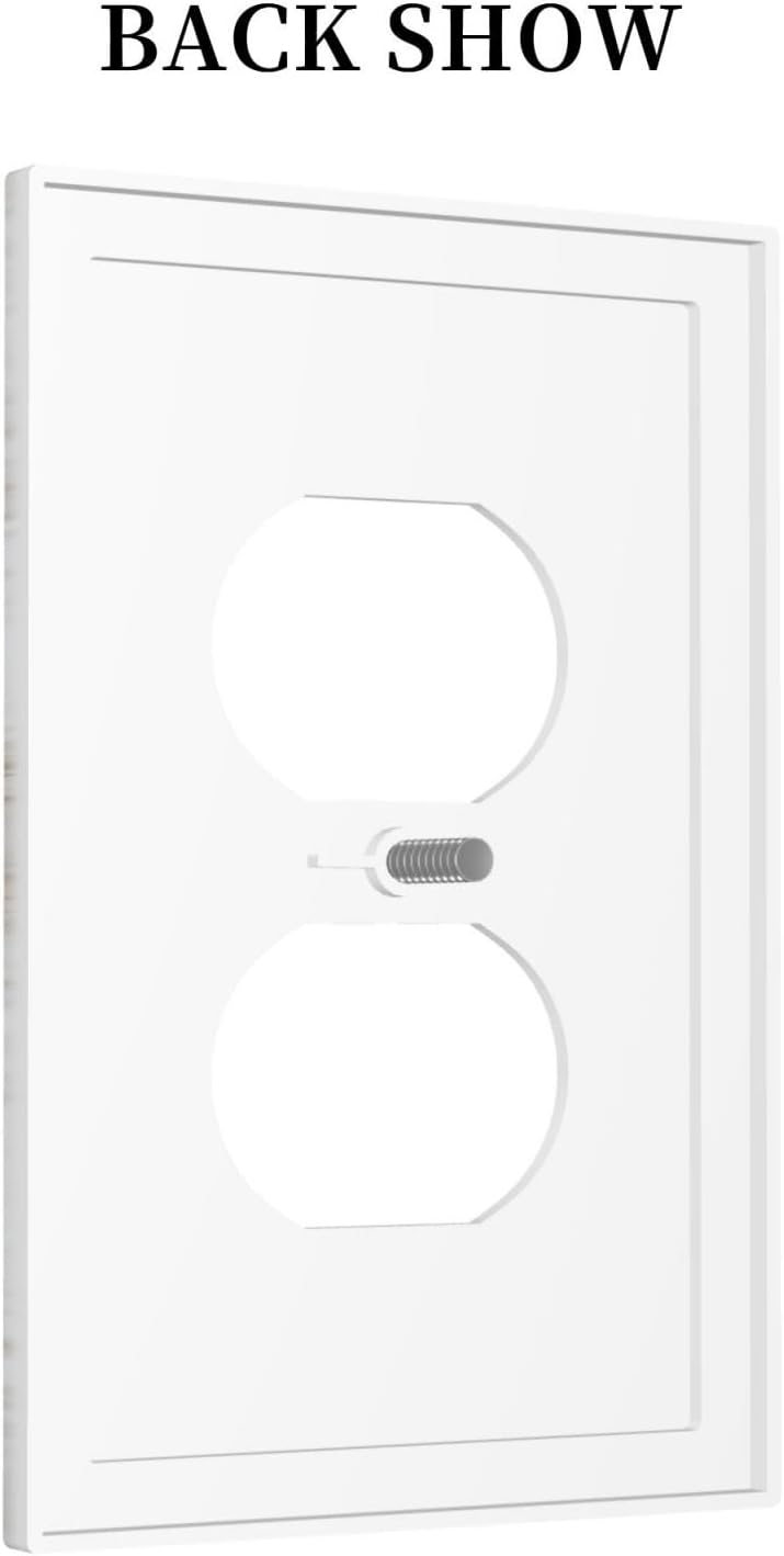 Outlet Covers Natural White Marble Texture 1 Gang Duplex Light Switch Cover Plate Decorative Switch Plate Covers Electrical Socket Cover For Kitchen Cabin Decor