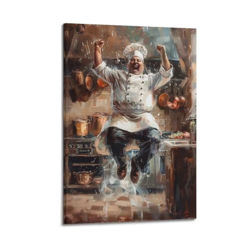 Toile vintage Happy Laughing Cook pour une déco murale salon chaleureuse