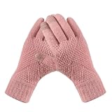 Trifabricy Winter Gloves for Women - Warm Soft Fleece Lined Winter Wool Gloves, Touchscreen Glove, Elastic Cuff Knit Texting Womens Glove, Pink