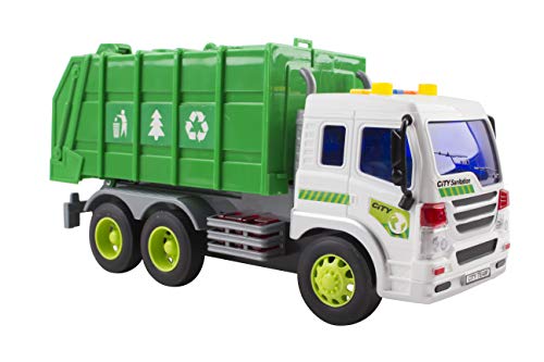 Memtes Friction Powered Garbage Truck Toy with Lights and Sound for Kids - Thumbnail 3