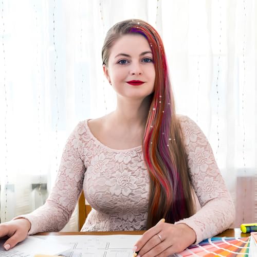 Healeved Hair Tinsel Kit, 22 Colors Glitter Hair Extensions with Styling Tools - Image 2