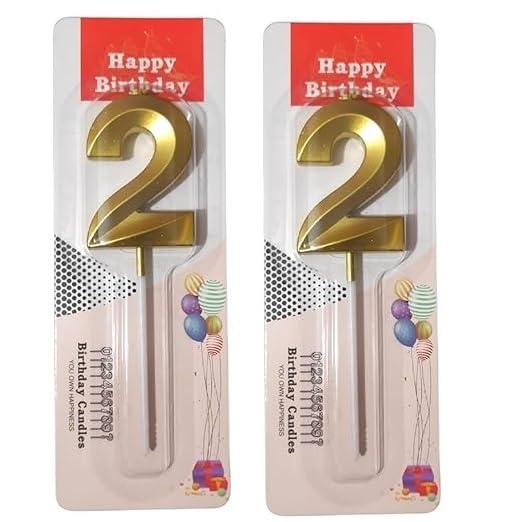 Image of ToyUniverse Number 22 Gold Candle - Metallic Gold Number Candle for 22nd Birthday, Anniversary & Surprise Parties (Pack of 2)