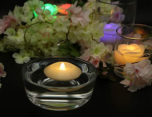 Image of KITOSUN Flameless Floating LED Candles Lights - 3inch Battery Operated Water Activated Flicker LED Tealights for Wedding Centerpieces Vase Pool Decor Natural Wax,150+Hrs (24Pcs Candles, Warm White)
