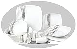 Ideal als Tafelservice und Frühstücks-Set – mit Kaffee-Set: 6 Frühstückssteller/Essteller, 6 Brötchenteller/Dessertteller, 6 Salatteller/tiefe Teller, 6 Müslischälchen/Beilagenschälchen, 1 große Schüssel, 1 Beilagenplatte, 1+1 Salz- & Pfefferstreuer, 6+6 Kaffeetassen und Untertassen